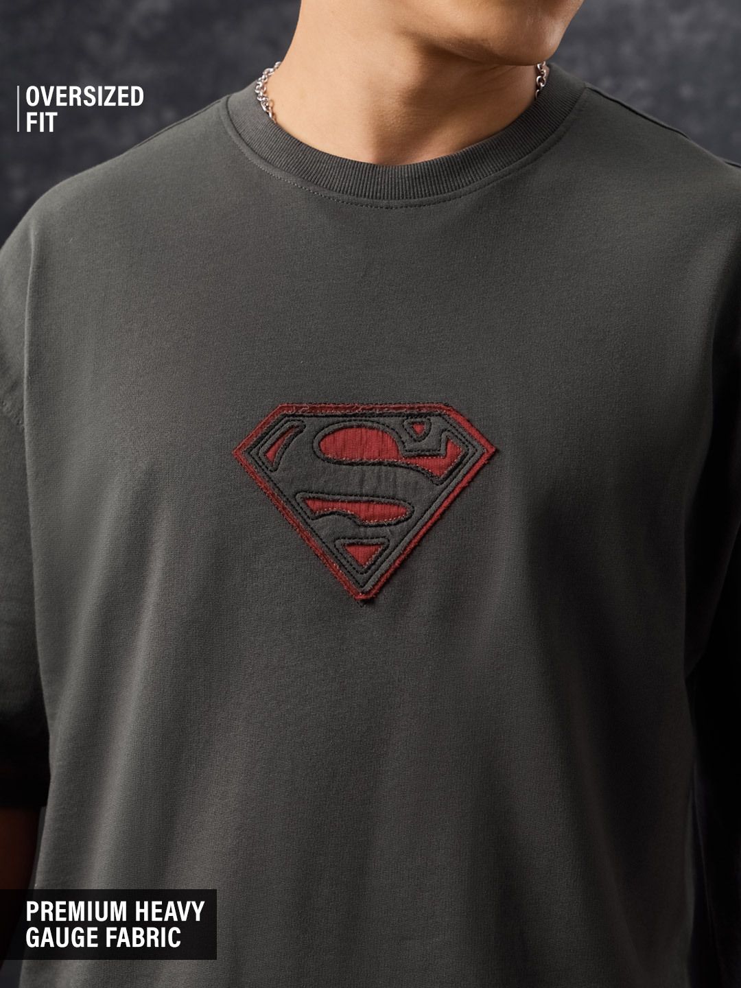 Buy Superman: Classic Logo Men Oversized Full Sleeve T-Shirts Online