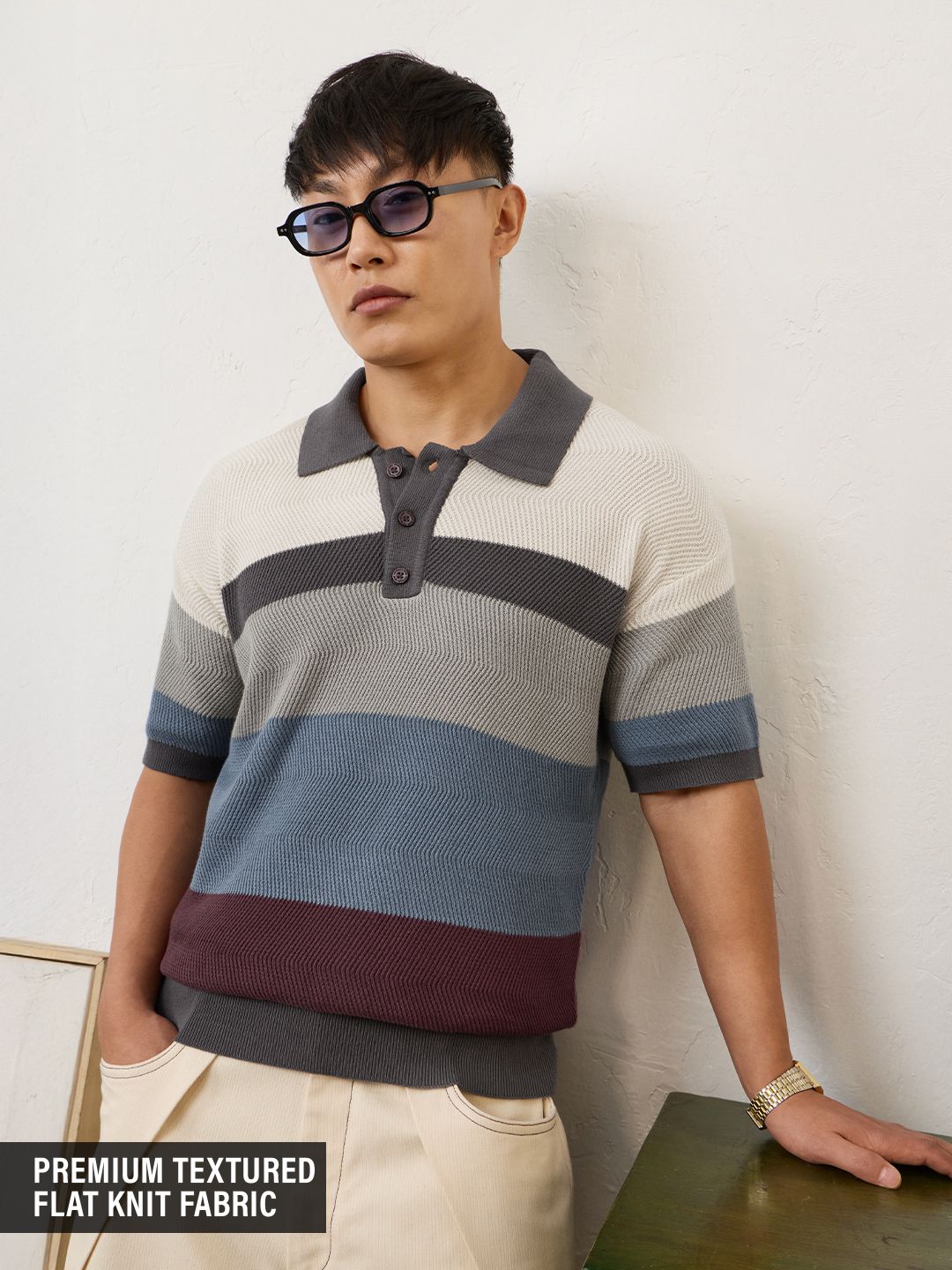 Buy Jacquard Polo: Mulberry Men Oversized Polo Online