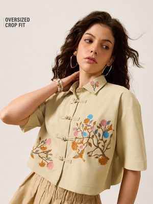SACRA】SHRINK GABARDINE CROPPED SHIRT 38 The Souled Store Women 