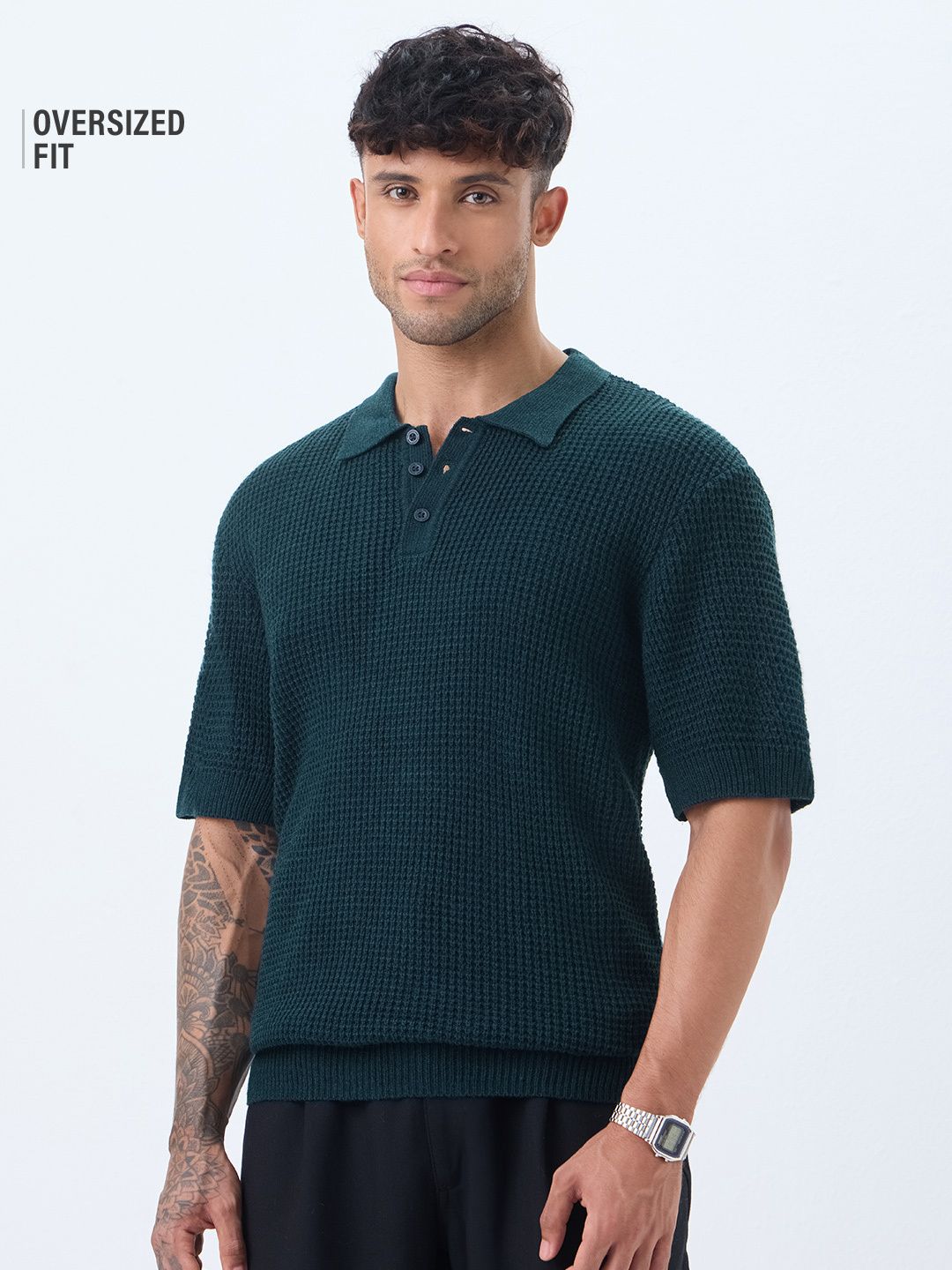 Buy Premium Textured Flat Knit: Blaze Mens Polo Online