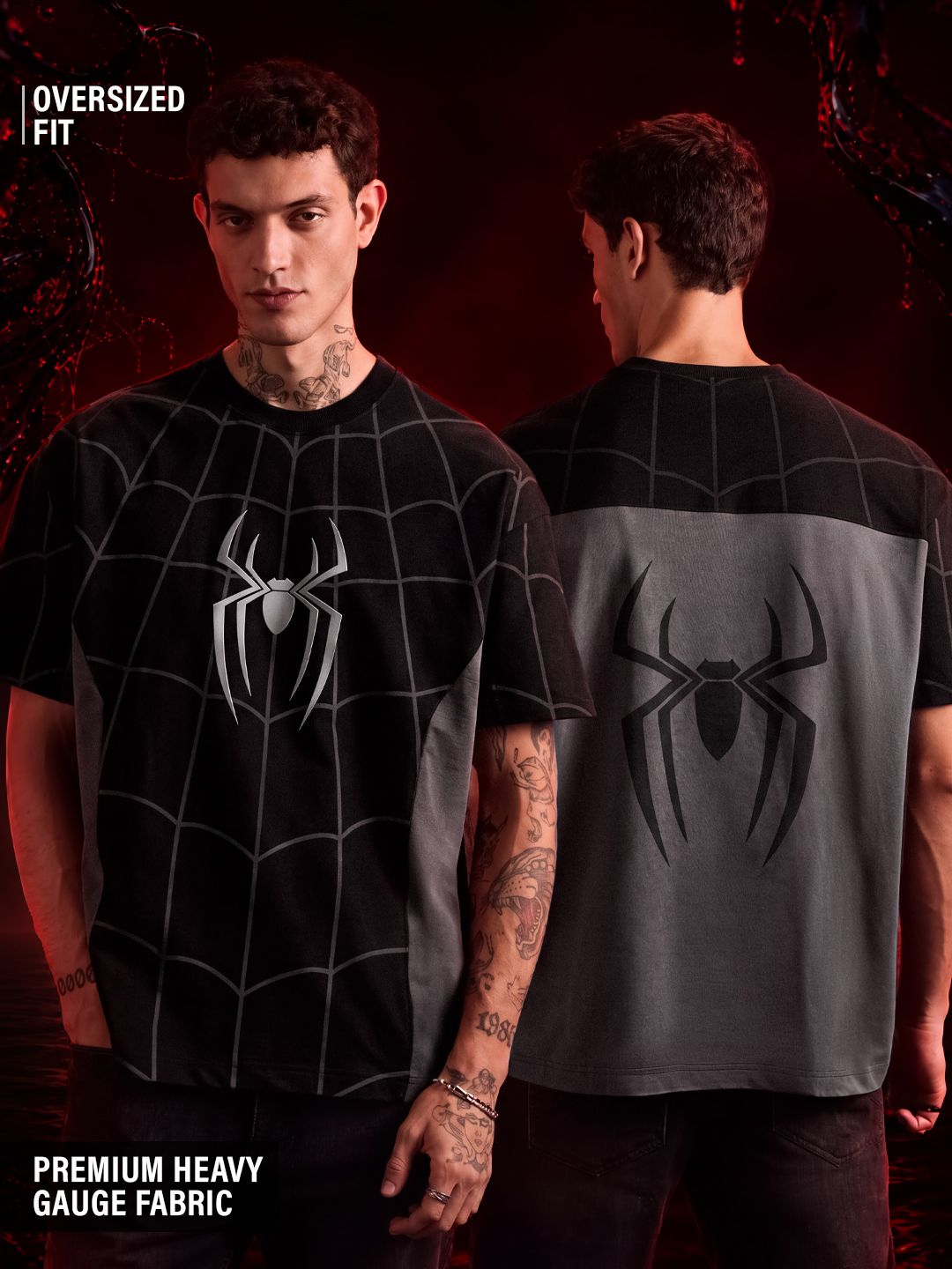 Buy Spider-Man: Black Suit Men Oversized HS T-Shirts Online