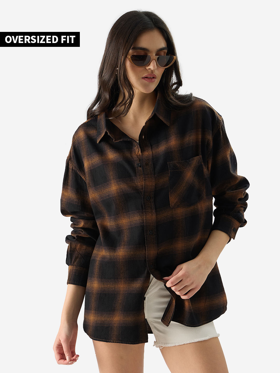 Buy Plaid: Brown Mustard And Black Unisex Shirts Online