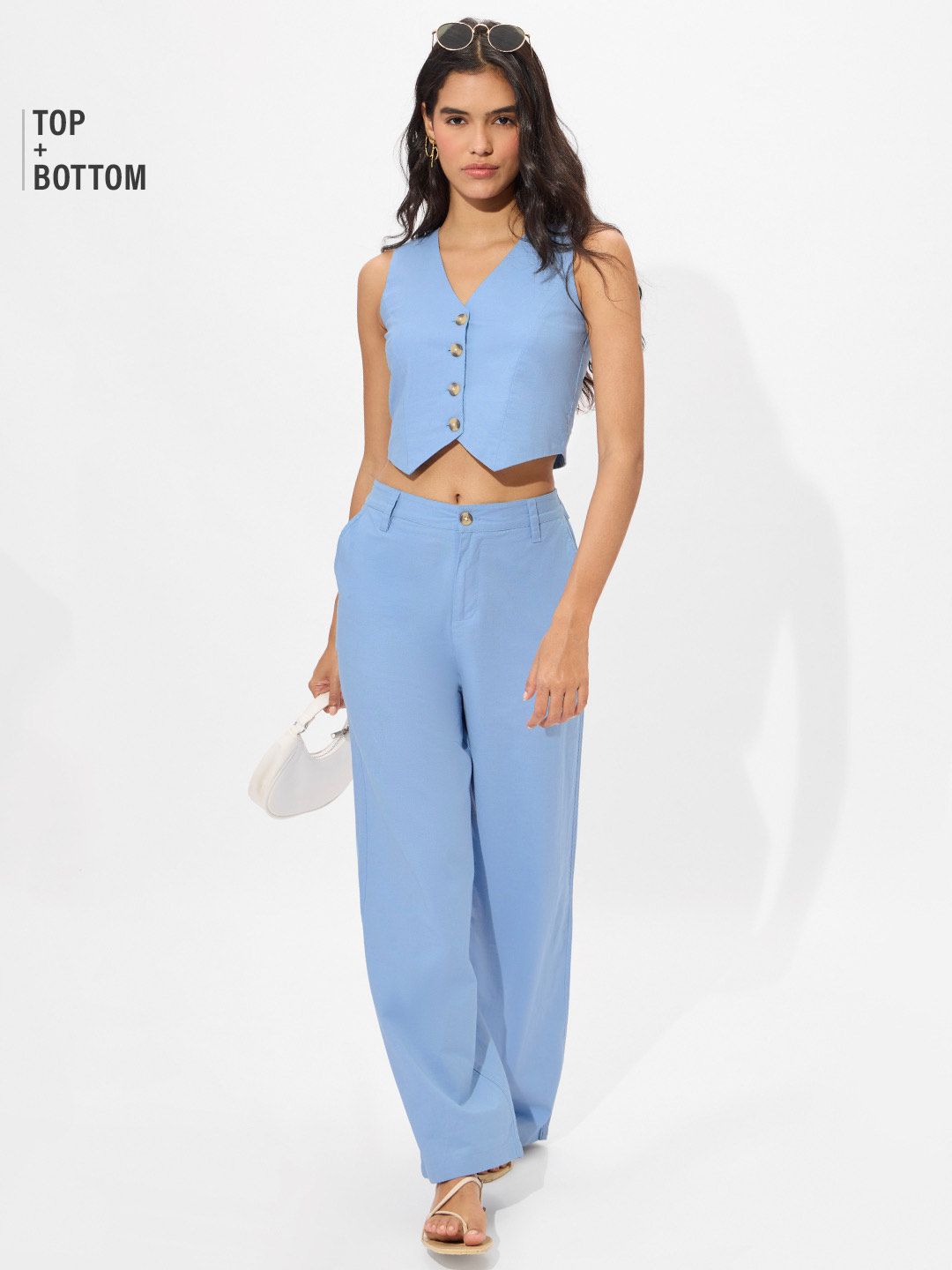 Women's Blue Solid Classic Co-Ords Set