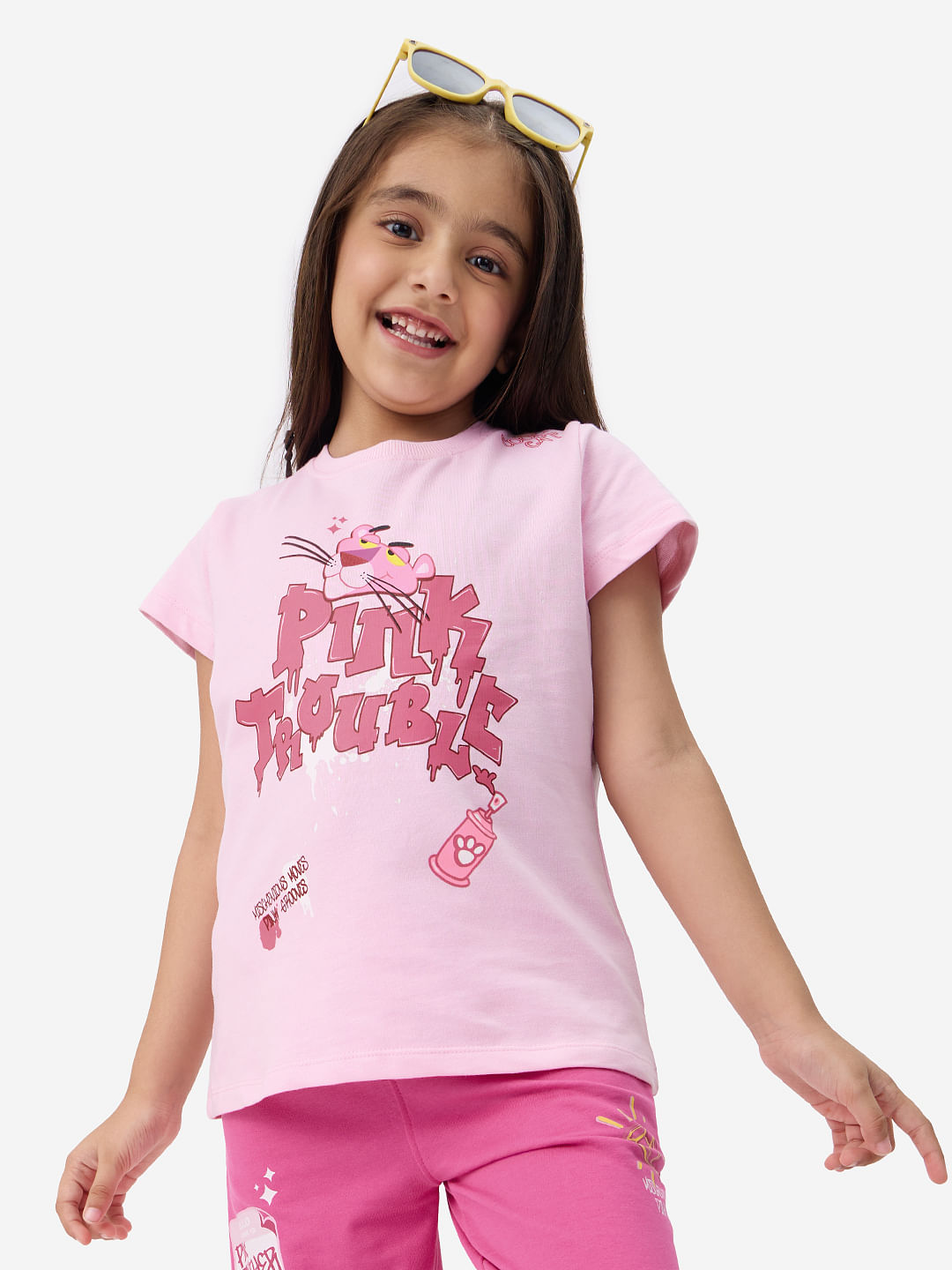 Pink Panther: Pink Trouble Girls Cotton Co-ord Sets online