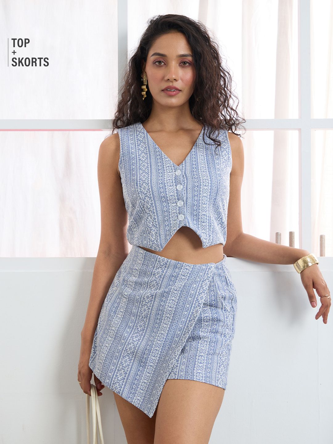 Linen Blend Co-ord Set: Aztec Combos Online